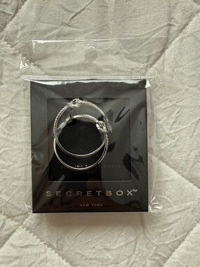 Secret Box New York Silver Crystal Hoop Earrings